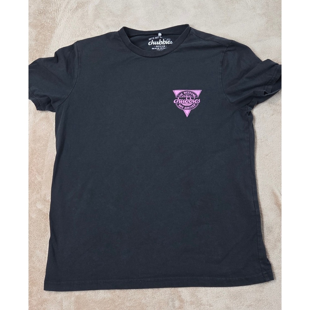 Chubbies Shirt Men's Size Medium Color Blue "The Weekend Has Arrived" Tee GOOD - Picture 2 of 8